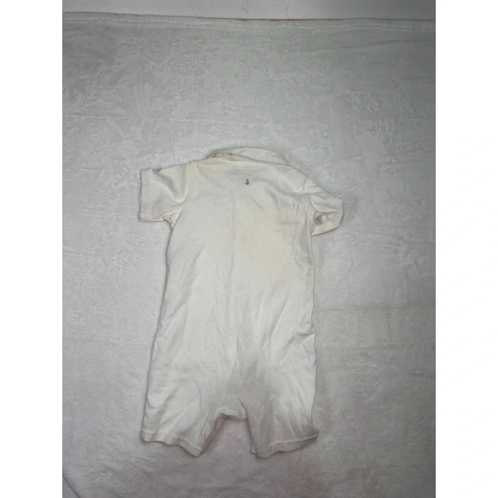 Ralph Lauren Anchor Embroidered Romper 9M‎ Cream Nautical Short Sleeve Baby Boy